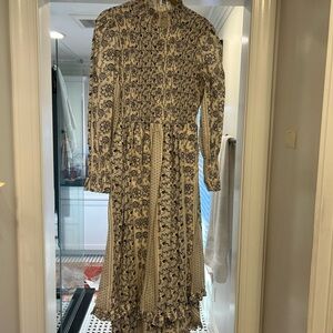 Hunter Bell Navy and Cream Long Sleeve Dress